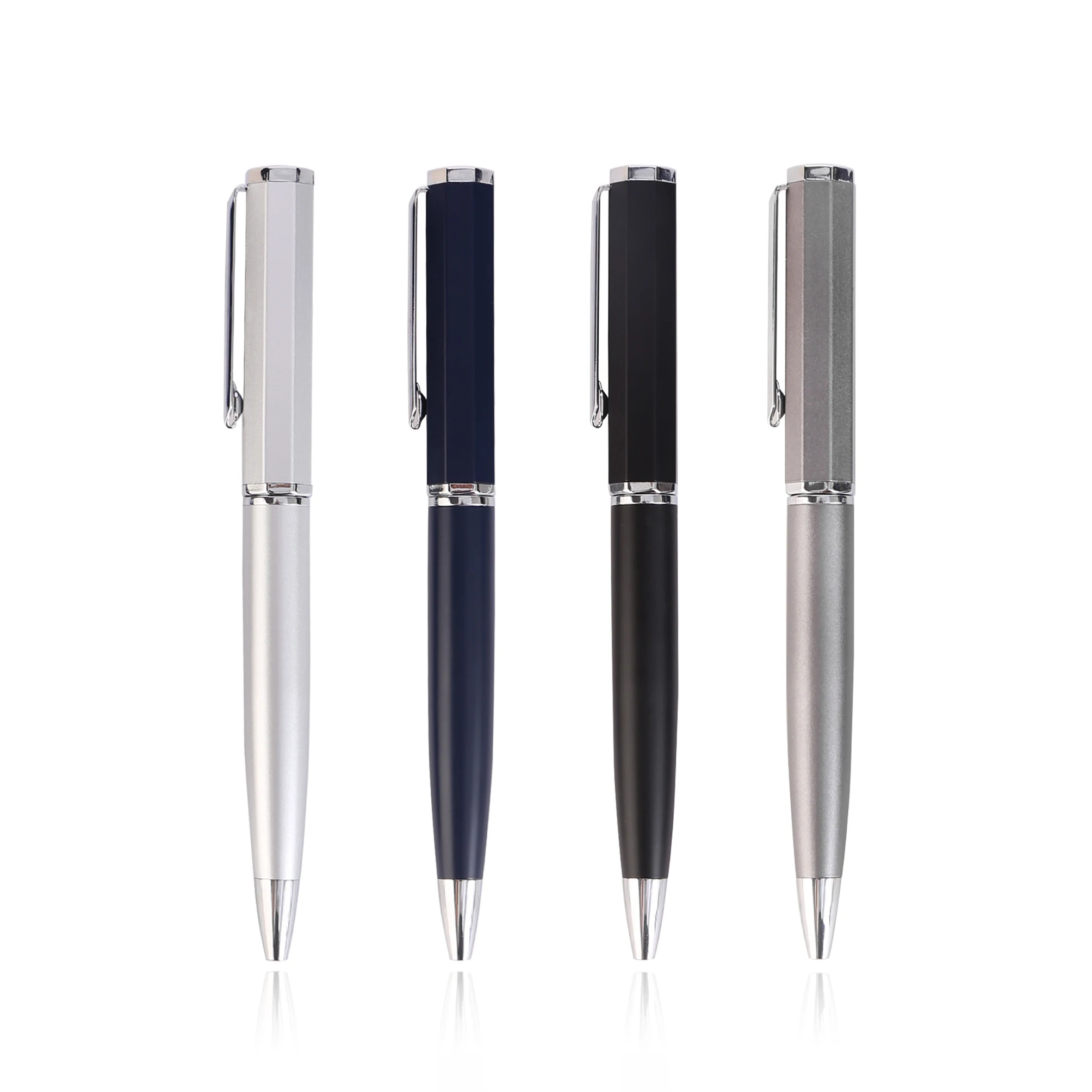 OEM design octagonal pen clip pen with custom logo black package gift business high quality luxury metal ball point pen