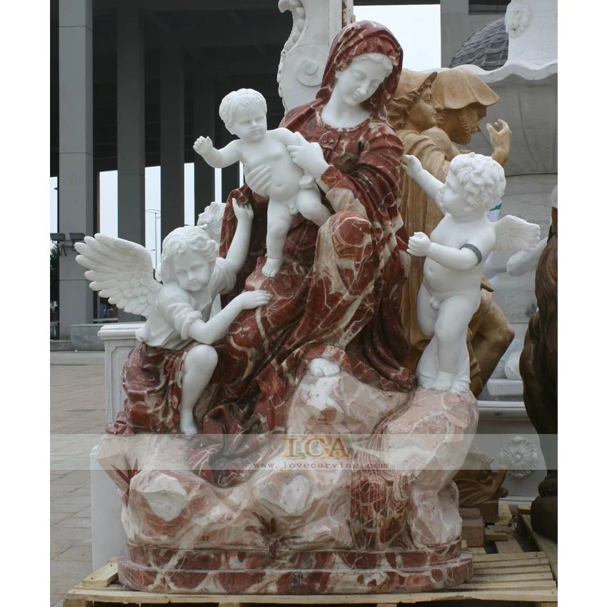 Garden Decoration Natural Stone White Marble Stone Virgin Mary Statue For Sale