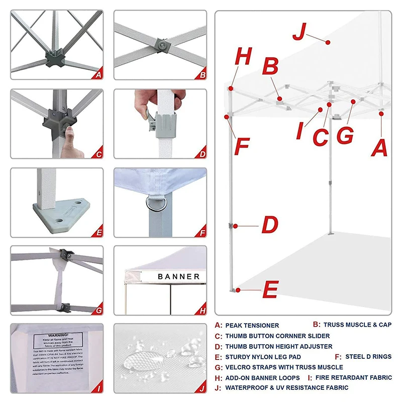 Commercial Instant Canopies Gazebo Ez Pop Up Canopy Tent Trade Show Tent for Events Party Wedding