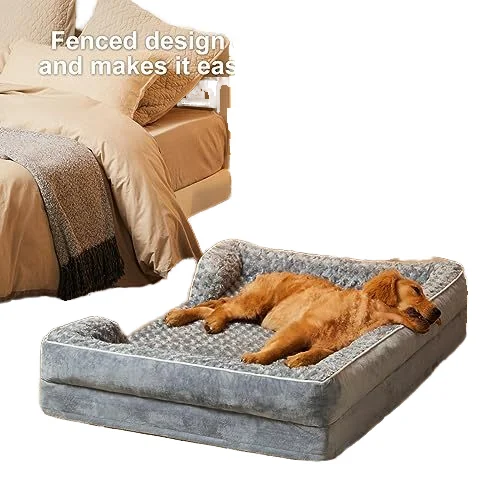 Modern Anti-Stress Orthopedic Memory Foam Large Dog Bed Factory Customized Minimalist Grey Velvet Cat Bolster Pet Furniture