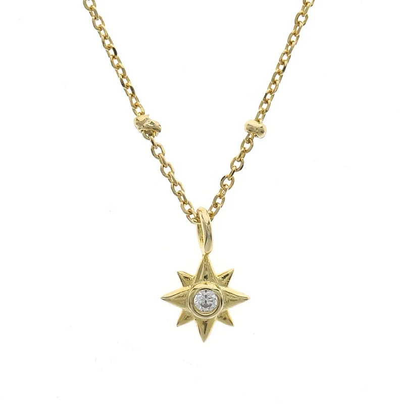 OEM ODM Classic 925 silver fine jewelry 18k gold plated 5a cz zircon star shape pendant necklace