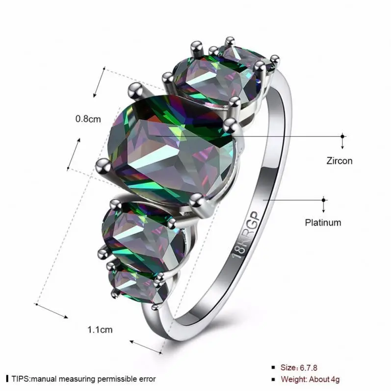 Wholesale Women Fashion Custom Design Plated Cubic Zircon 6 # 7 8 Engagement Ring