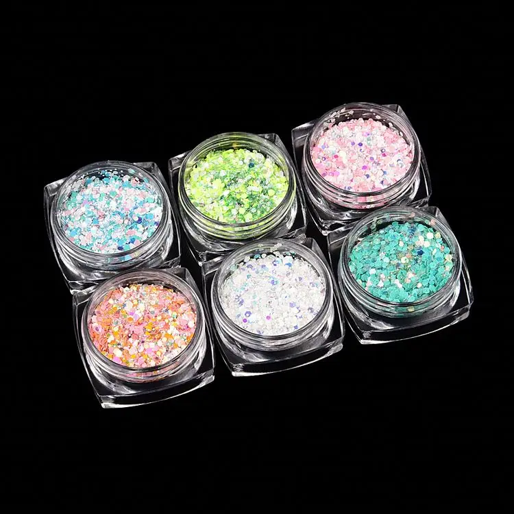 2024 wholesale mixed holographic chunky nail art glitter powder shapes flakes sequins decoration nail art glitter for nails