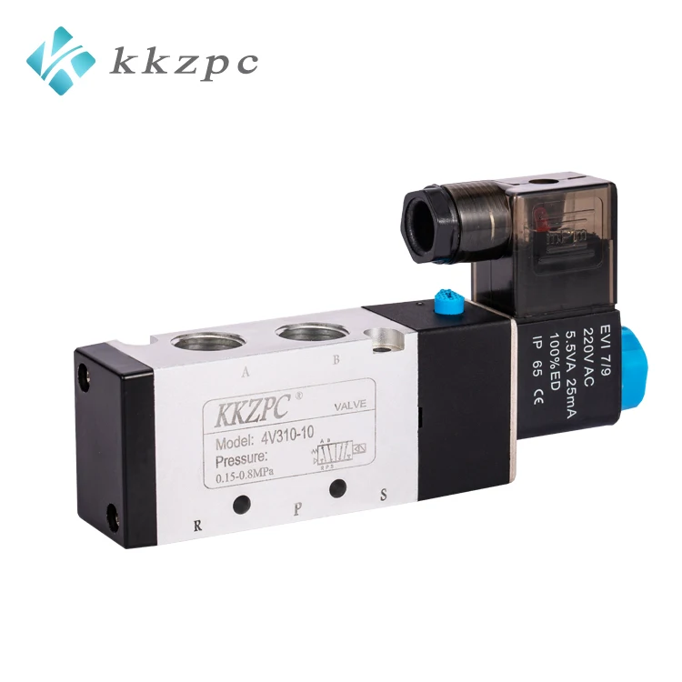 2 Position 5 Way Internal Pilot Electrical Control 3/8' Port Pneumatic Solenoid Valve 4V310-10