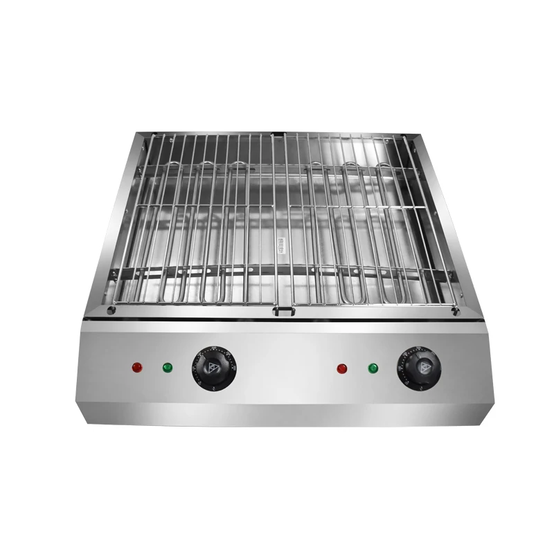 High-power Electric BBQ Grill with Air switch & Dual control Table-top Square Kebab Barbecue machine for BBQ Party