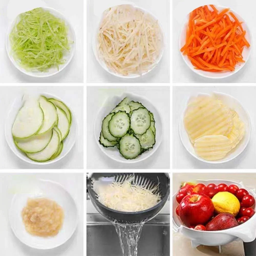 9 in 1 multifunction rotate vegetable cutter shredder grater slicer with drain basket