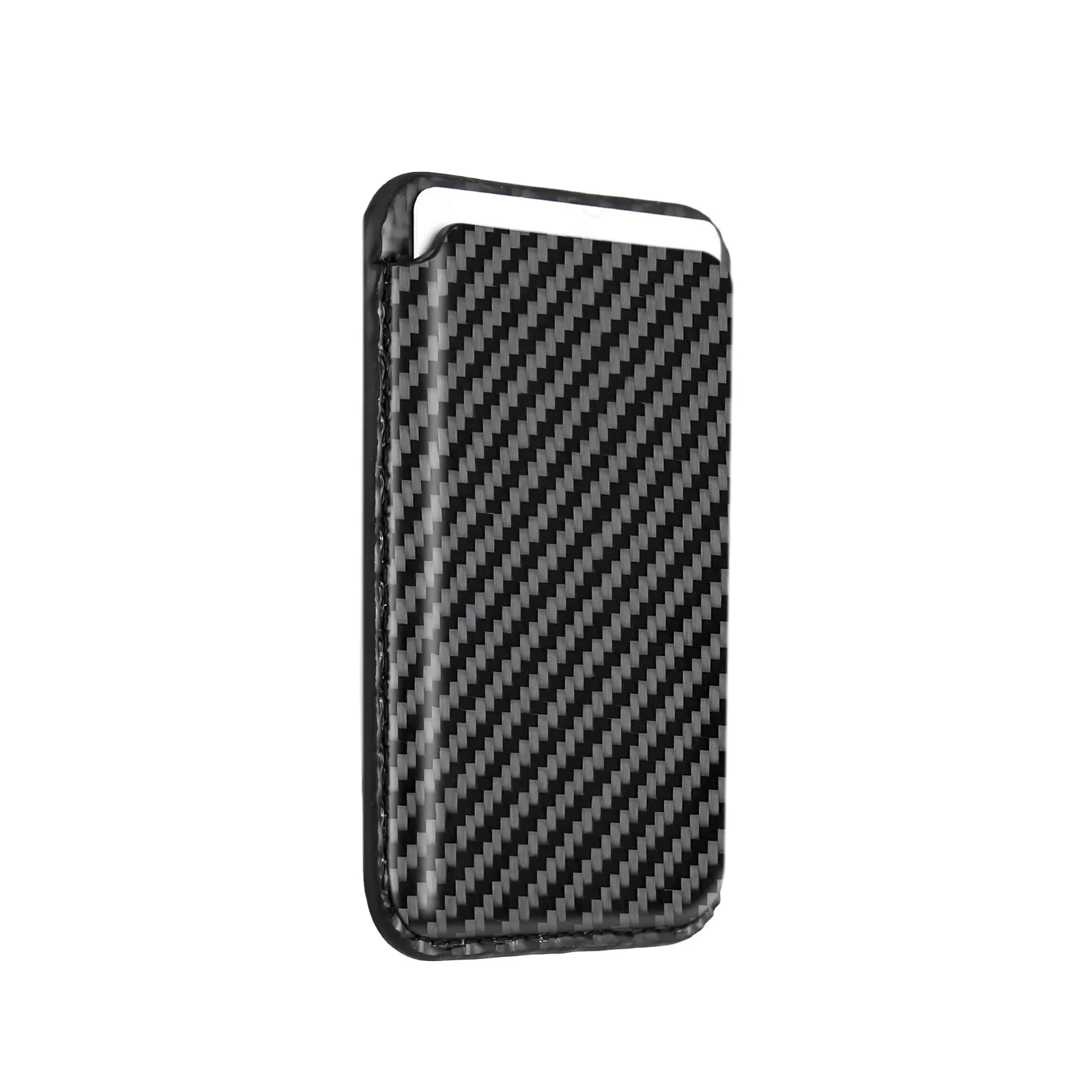 Customized logo premium carbon fiber magnetic card holder mini card wallet for iPhone15 14 pro max