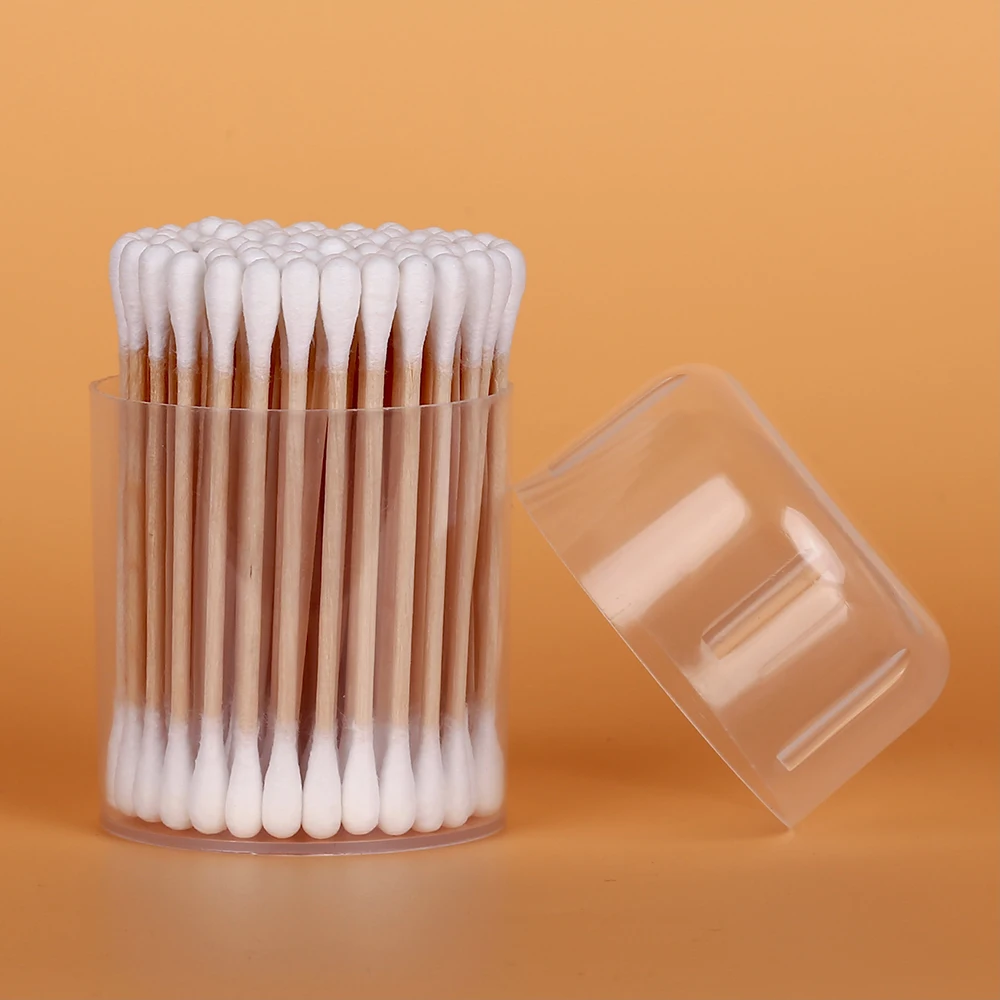 90pcs wooden mini stick disposable round tip swab cotton make up tool