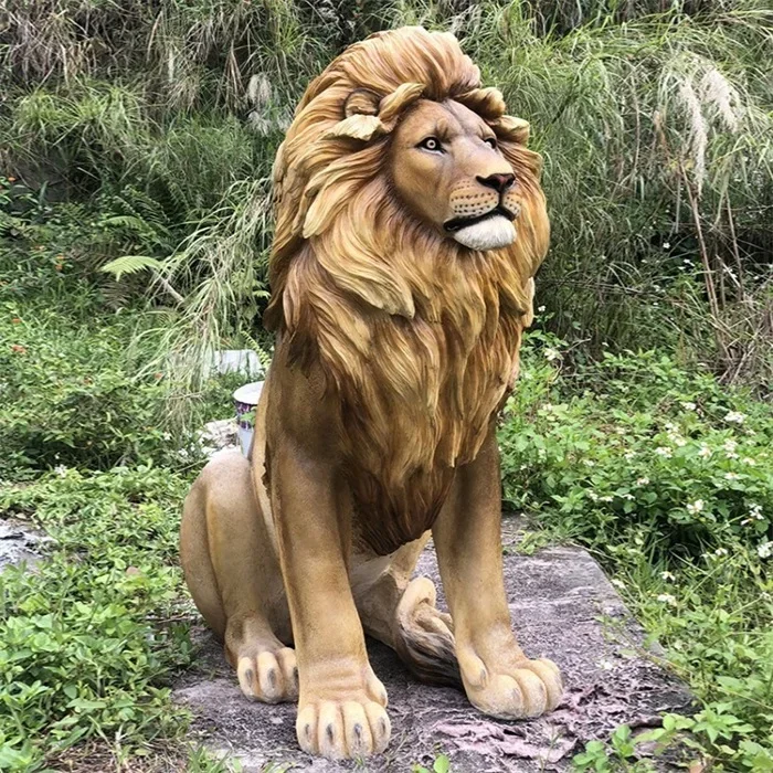 customized life size animal outdoor park decoration large lion sculpture resin craft animal life size lion for sale