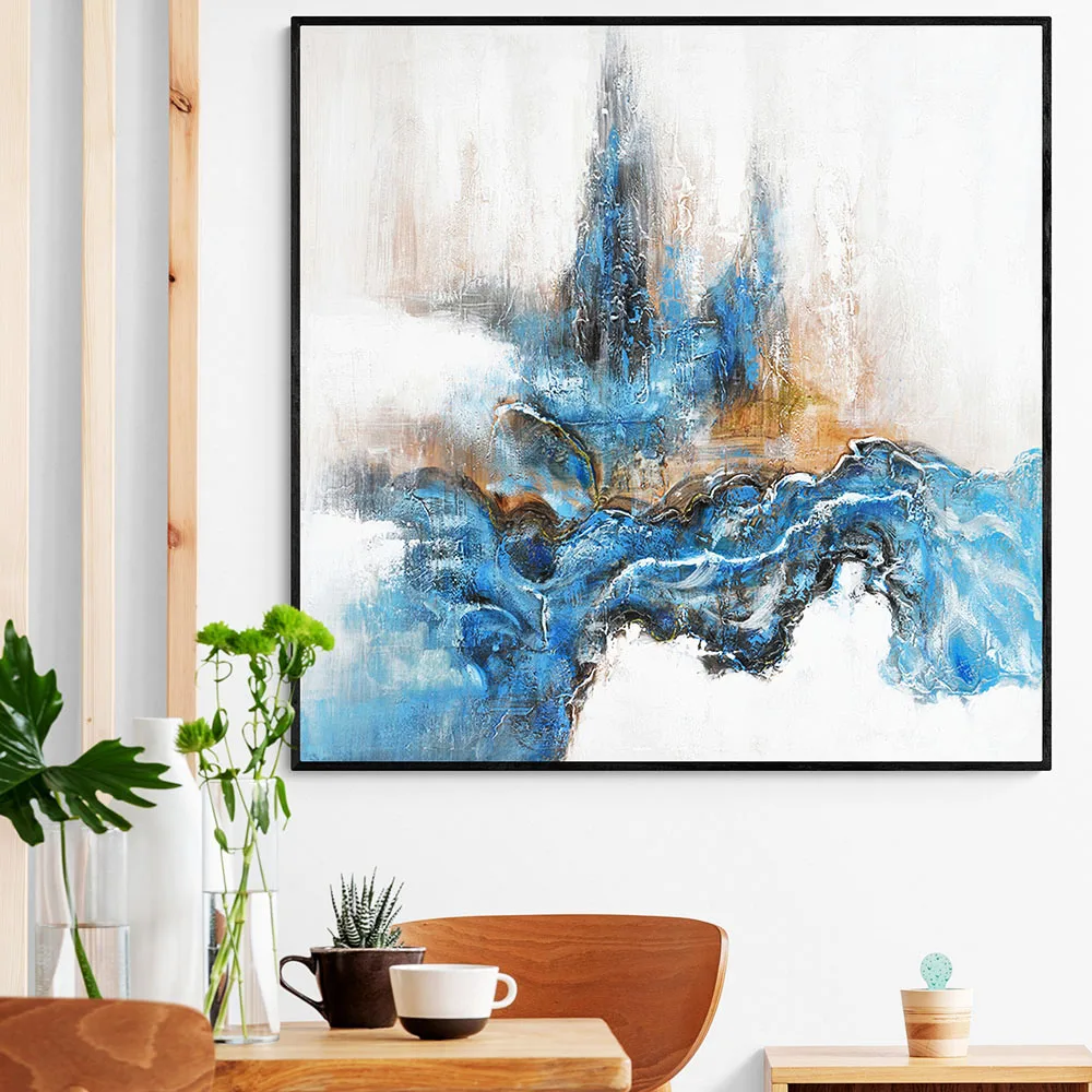 Nordic landscape handmade abstract oil painting framed canvas wall art hand painted abstract paintings