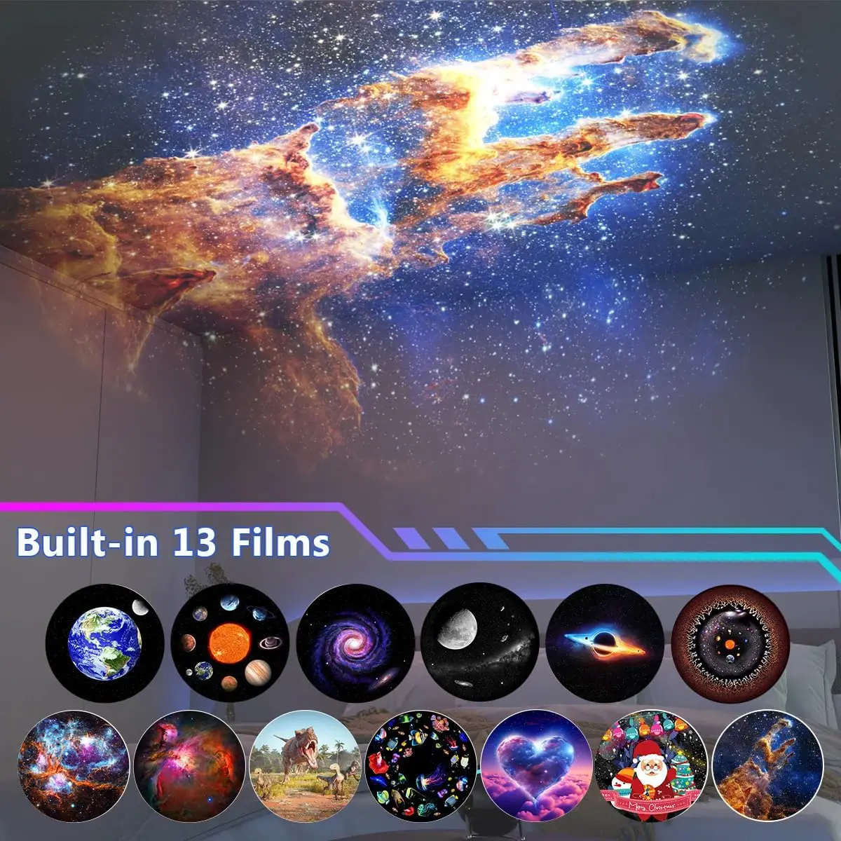 Dynamic Meteor Star 13 in 1 Galaxy Star Projector Ultra Clear Space 4K Planetarium Projector Night Light Lamp for Kids Gifts
