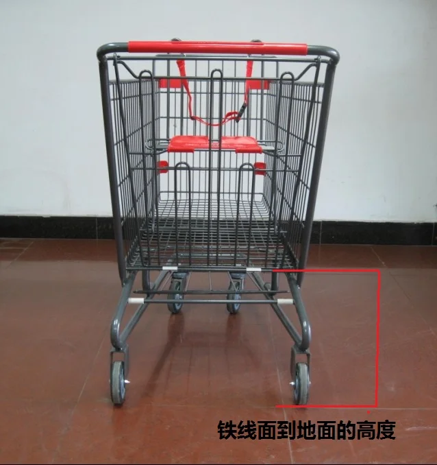 MOQ 50 PCS 220L 4 wheels grocery wire carts, wire shopping cart with baby seat for supermarket