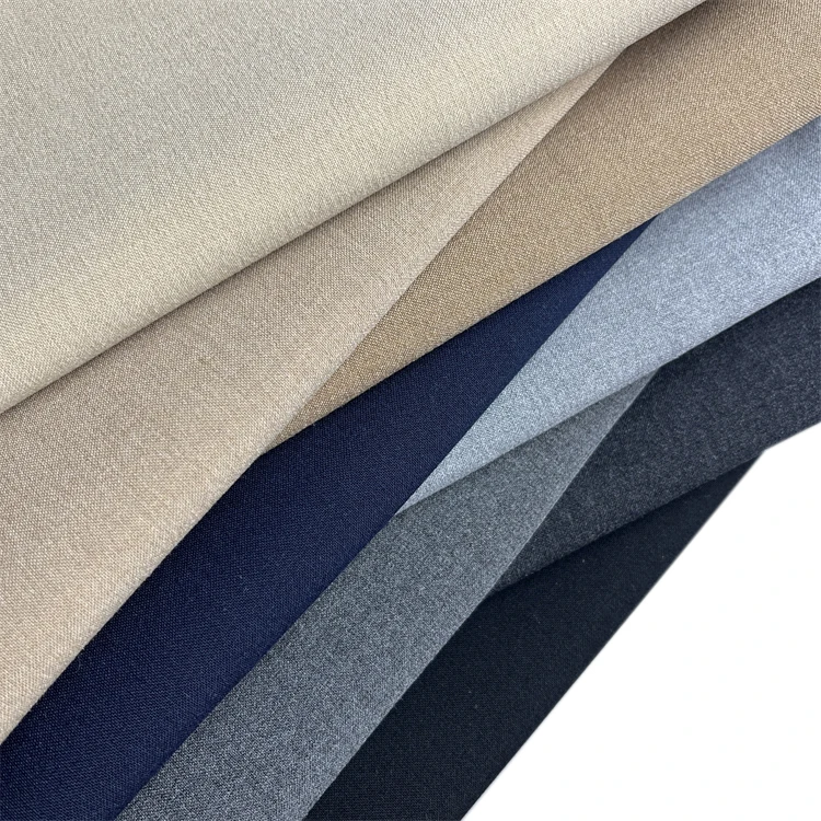 Eco-friendly cheap top dye Wrinkle Resistant polyester rayon spandex stretch fabric for TROUSER