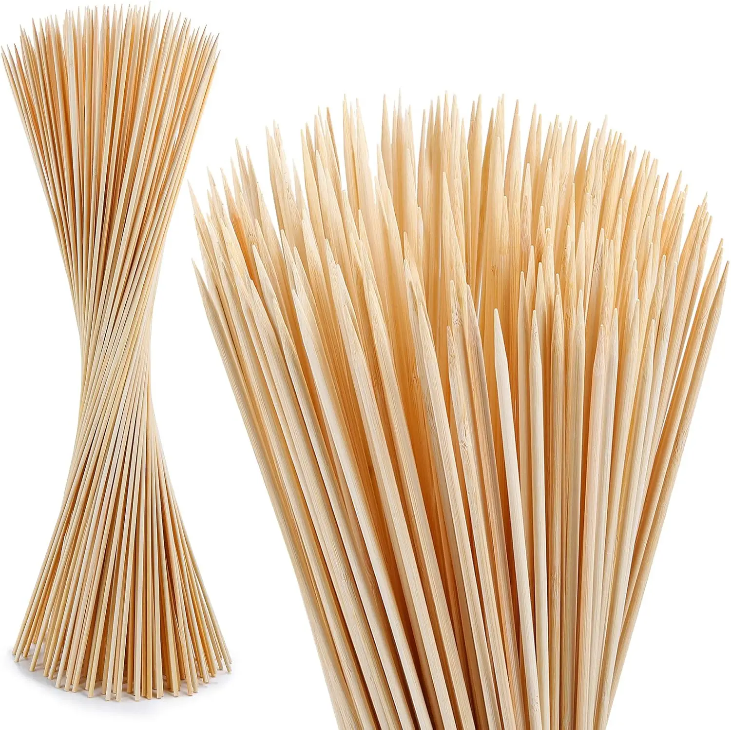 Natural Biodegradable Bamboo Sticks for Grilling, BBQ, Kabob, Fruits, Candies, Chocolate Fountain