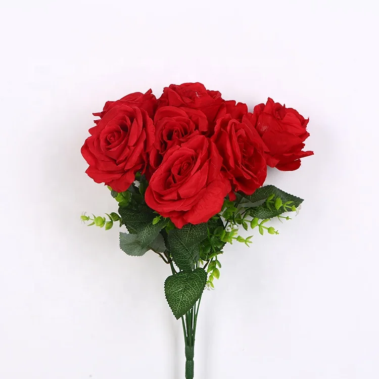 High grade 10head red  rose flowers artificial for home decoration