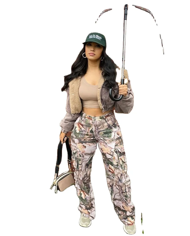 2024 summer new fashion relaxed straight cylinder high waist bag multi-color pants