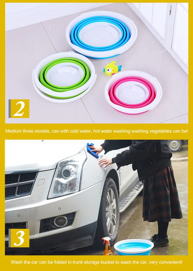 10L/5L/3L folding bucket Portable folding plastic car wash bucket Outdoor travel fishing bucket