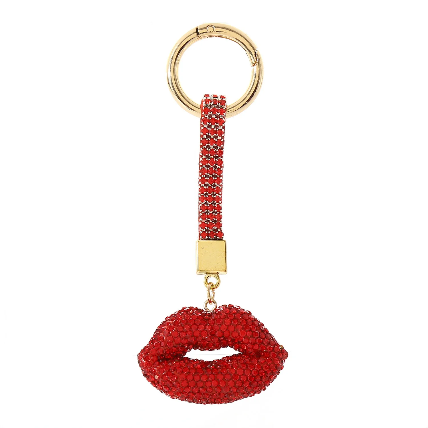 Creative Lip Shape Diamond Rhinestone Keychain Custom Personalized Metal Keychain