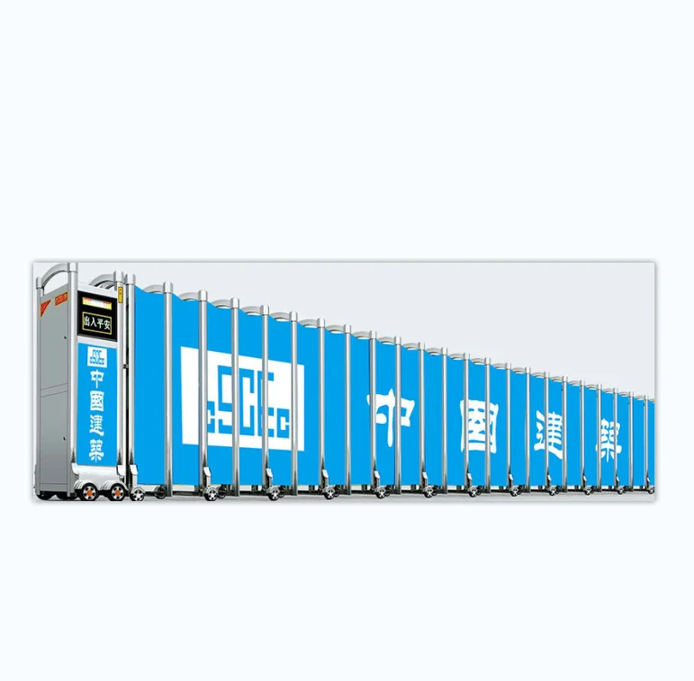 Custom pattern Industrial factory security  parking advertising gate Custom pattern electric translation telescopic door