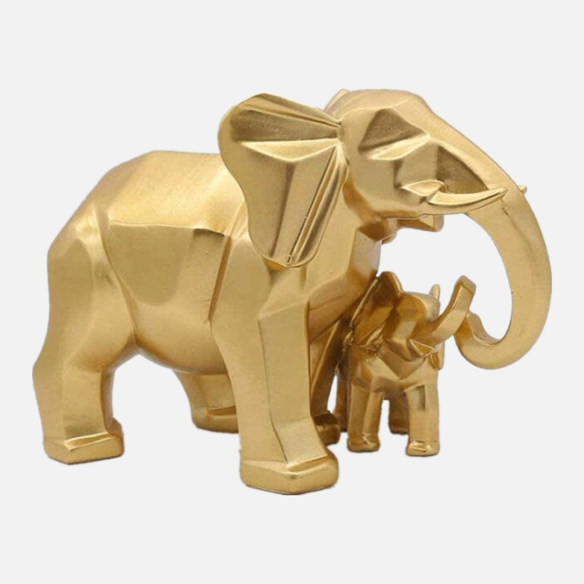 Home Decoration Wholesale Gold Resin Animal Elephant Figurine Mother and Baby Polyresin Elephant Statue