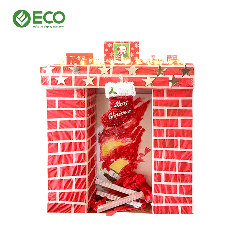 ECO Custom Christmas Display Rack Fireplace Cardboard Display Stand Fireplace From the Cardboard Box
