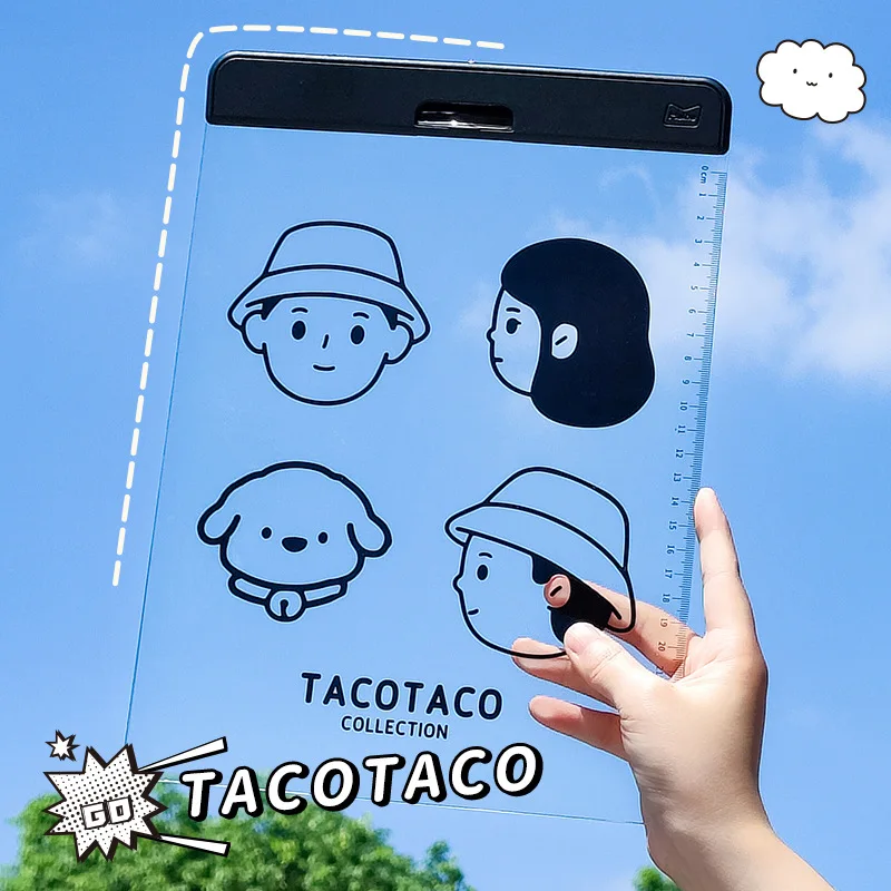 Practical Hot Sale A4 Acrylic Board Clip Transparent Student Cartoon Clipboard Hard Pad Stationery Creative Student Clipboard