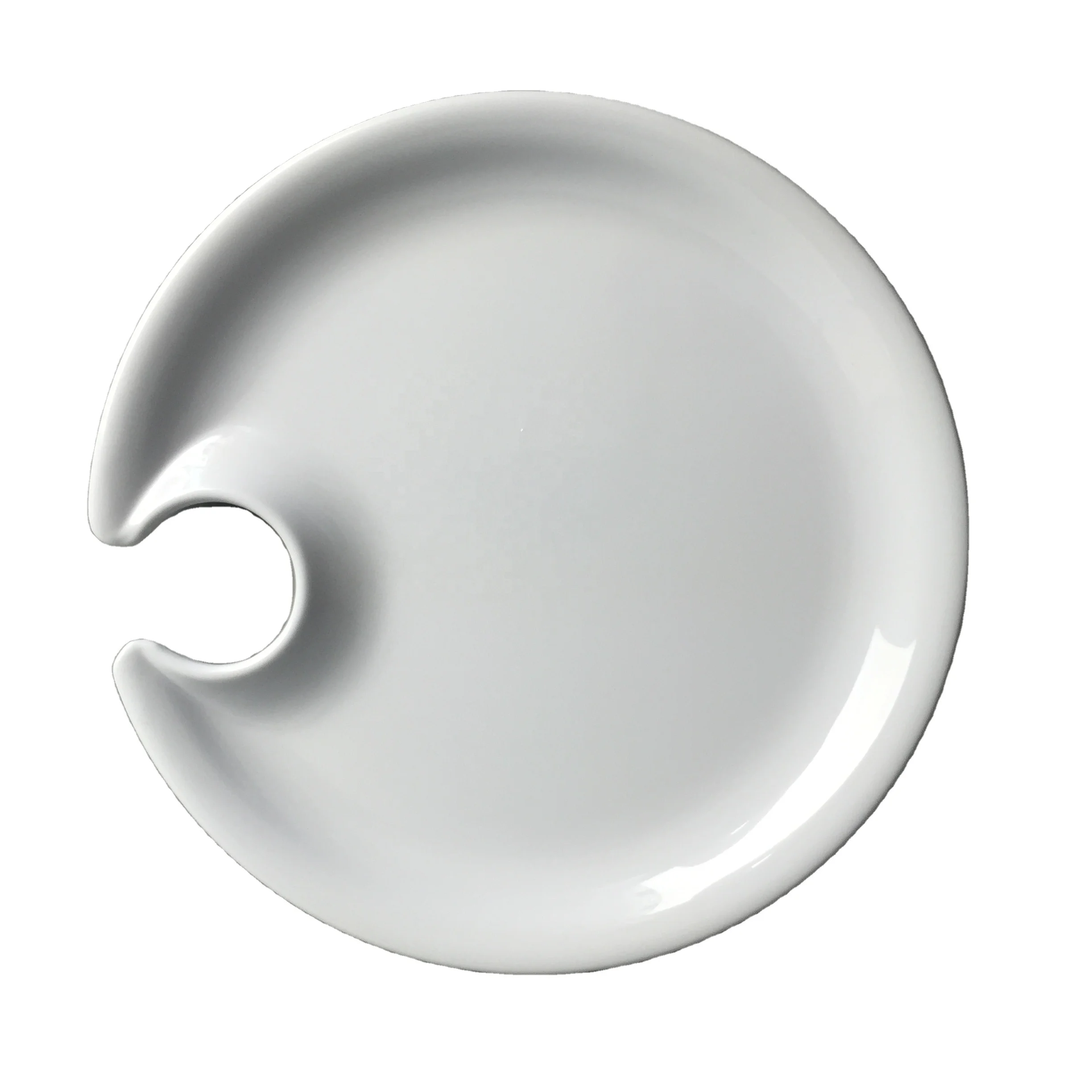 Natural Party plastic wine holder plates with Built-in Stemware Holder Wholesale Party Plate With Wine Glass Holder