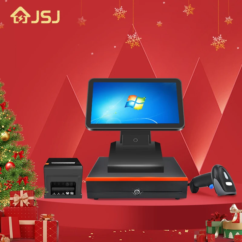 JSJ1000 Windows Android Wifi Smart Billing Machine Single Screen Touch Retail Cash Register All In One Point Of Sale Pos System