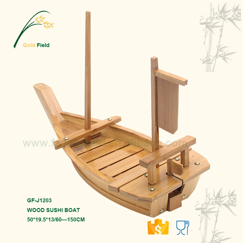 reusable hot sale high quality Eco-friendly huge bamboo Japanese sushi boat sushi serving tray for restaurant
