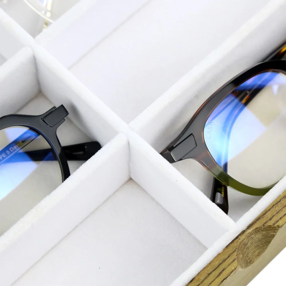 Luxury wooden Optical Eyewear Display Tray Eyeglasses Sunglasses Organizer Storage Box Glasses Display Case