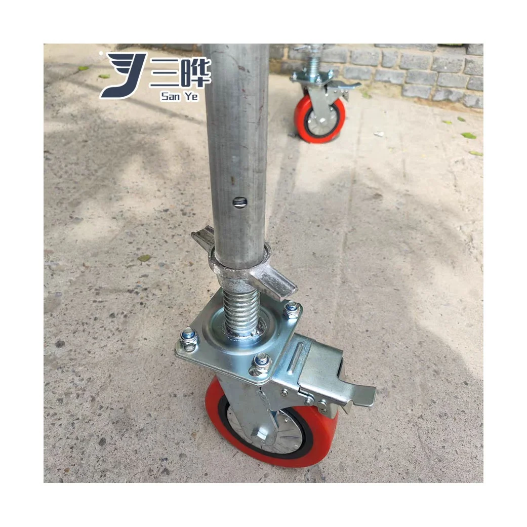 SANYE Sanye 6 Inch 8 Inch Metal Fork Scaffolding Nylon Castor Wheels Rear Locking With 300kgs And 400kgs Loading Weight