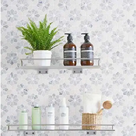 Bath Wall and Floor Mosaic Tile Kitchen Backsplash Flower Pattern Carrara White Marble Mosaic