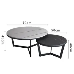 Nordic light luxury style modern coffee table metal minimalist tea table round side table oak