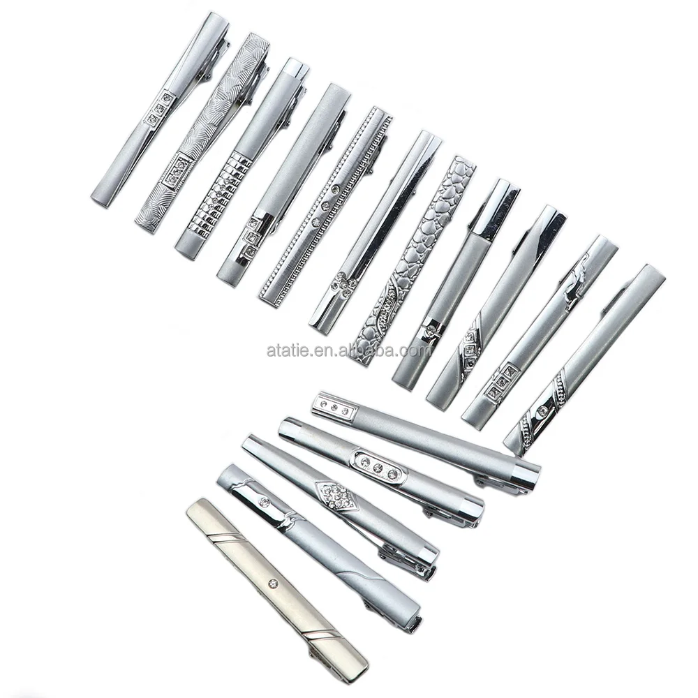 Must Buy Tie Clip Classic Trendy Men Sliver Crystal Jewel Metal Male Business Banquet Bar Necktie Clips Clasp Accessories Gift