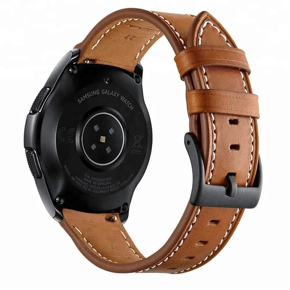 YHQ 22mm genuine leather band for samsung galaxy watch 4 3 strap for huawei gt 2 pro 45mm 46mm watch band