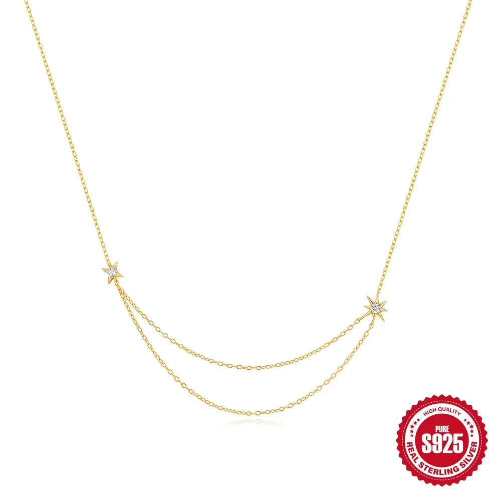 Glowluxe Jewelry Set Hot Sale High Quality 925 Sterling Silver Eight Point Star Zircon Necklace And Earring