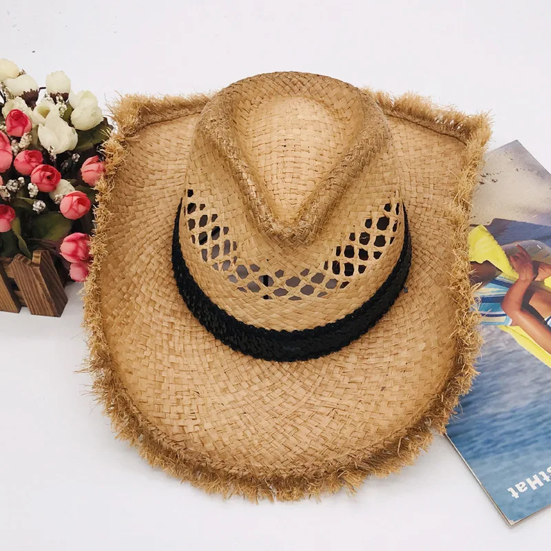 Fashion Wire Curls Straw Hat Ribbon Flash Design Summer Wide Brim Lafite straw hat