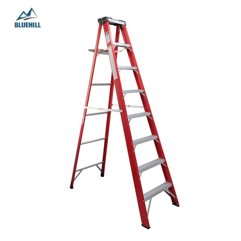 Multi Purpose Locked Ladder Climbing Industrial Insulation Ladders Single Portable A Shape Frame Fiberglass Step Ladder