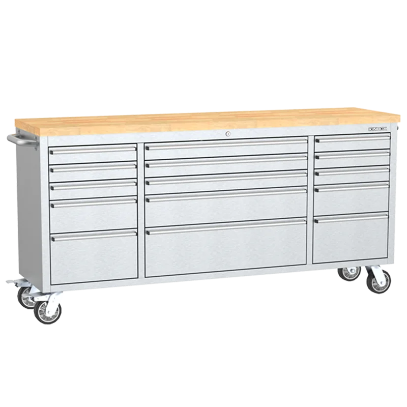 Kinbox 72-Inch 15-Drawer Stainless Steel Tool Cabinet Heavy Duty for Workshop Store Tools