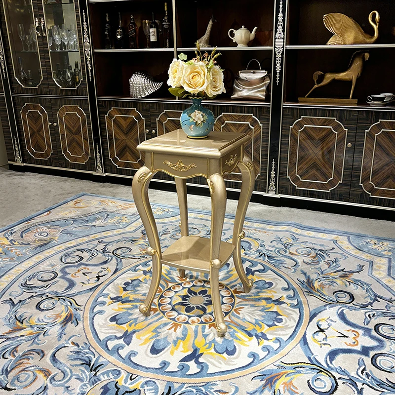 MO LAN French flower shelf living room storage shelf European court luxury champagne solid wood floor flower pot rack