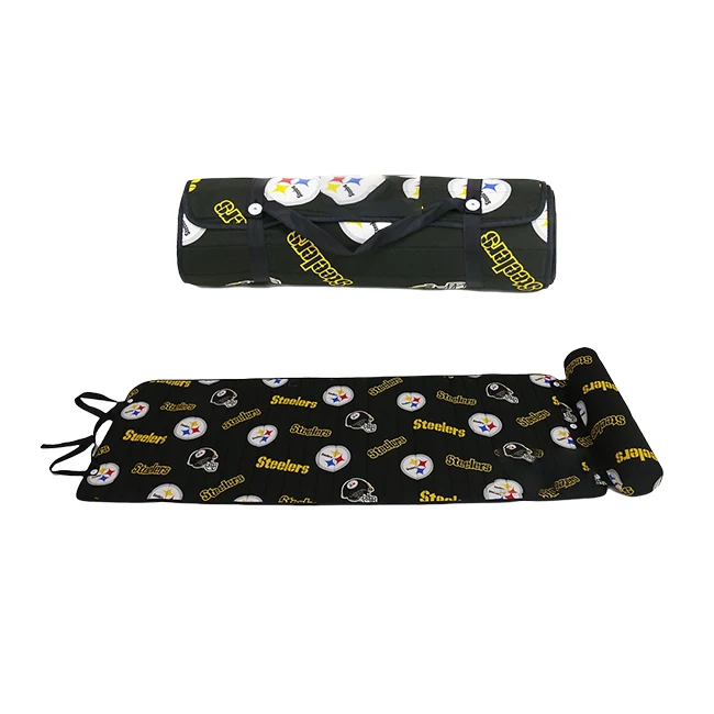 Custom Extra Large Roll Up Camping Mat Travel Folding Beach Park Rug Outdoor Waterproof Picnic Blankets with Belt Handle