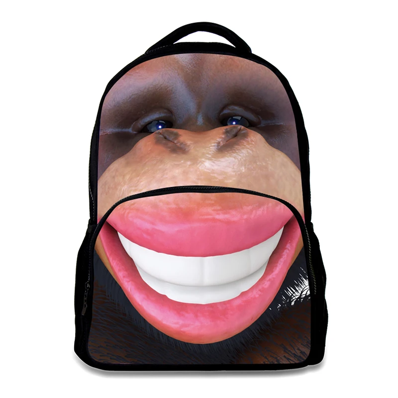 Men 17 Inch Animal Monkey School College Backpack Teenagers Casual Daypack Laptop Bag