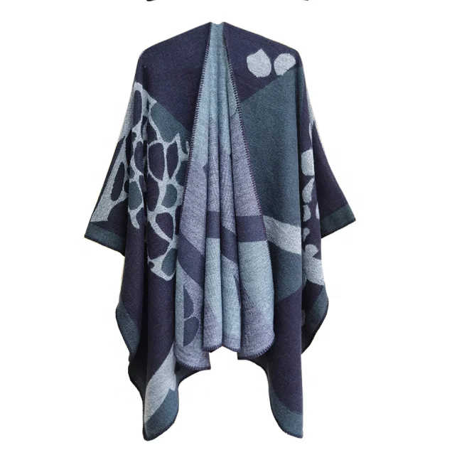 New Design Wholesale Custom Warm Soft  Women Winter Acrylic Poncho Women Shawl 2022