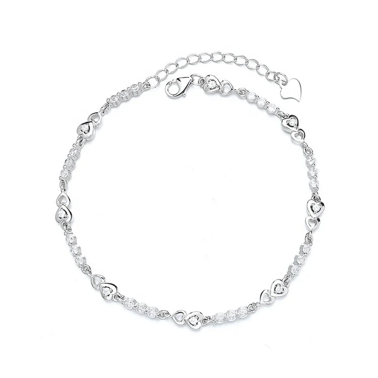 Yaeno Jewelry Rhombus Charm Woven Chain Bracelet in Sterling Silver 925 Jewelry for Women