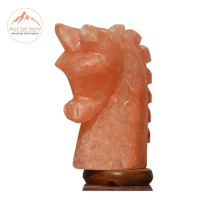 Himalayan Natural Horse Knight Shape Crafted Sat Lamp with Certified Cord and Bulb in Best Home Decor style for Best Wellness
