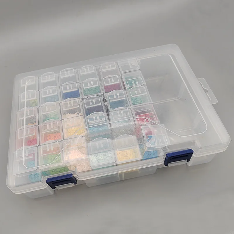 32/64 Girds Adjustable Plastic Storage Box with Label Sticker For Jewelry Nail Art Diamond Painting Accessories Container boxes