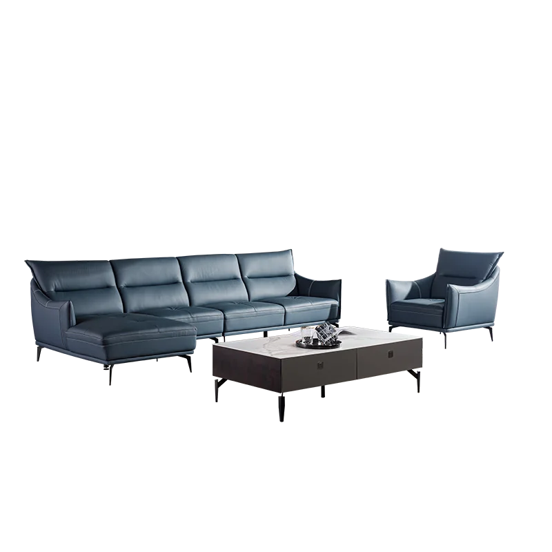 Modern Navy Blue 6 seater sofas genuine leather sofa wholesale