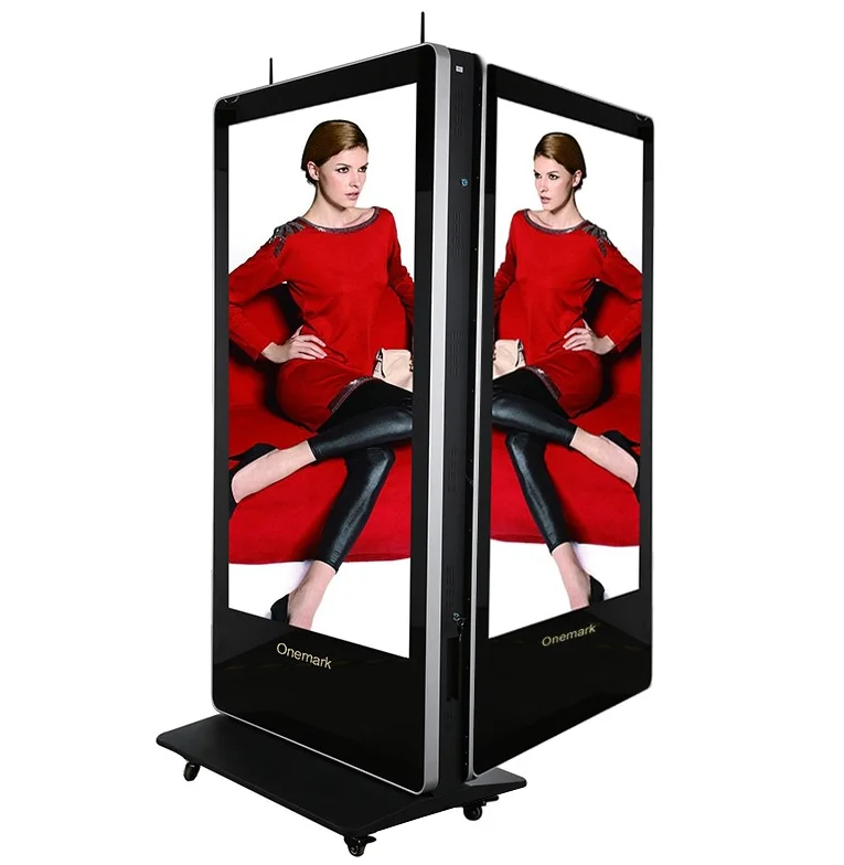 Напольная стойка для помещений, электронный умный двухсторонний киоск, дисплей для рекламы с двойным жк-дисплеем