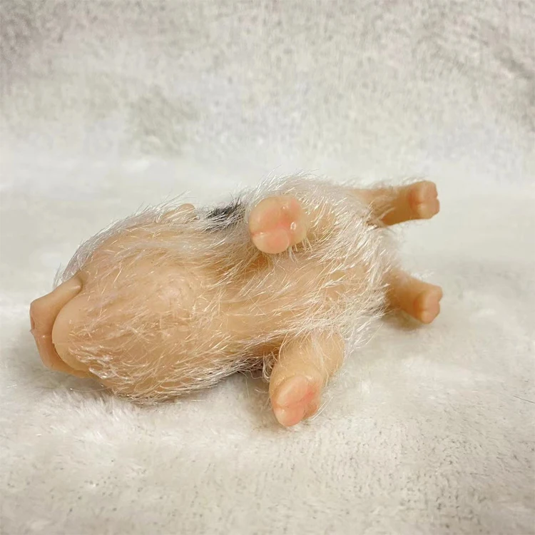 Cute pure silicone lifelike pig reborn pet mini soft pink pig with hair