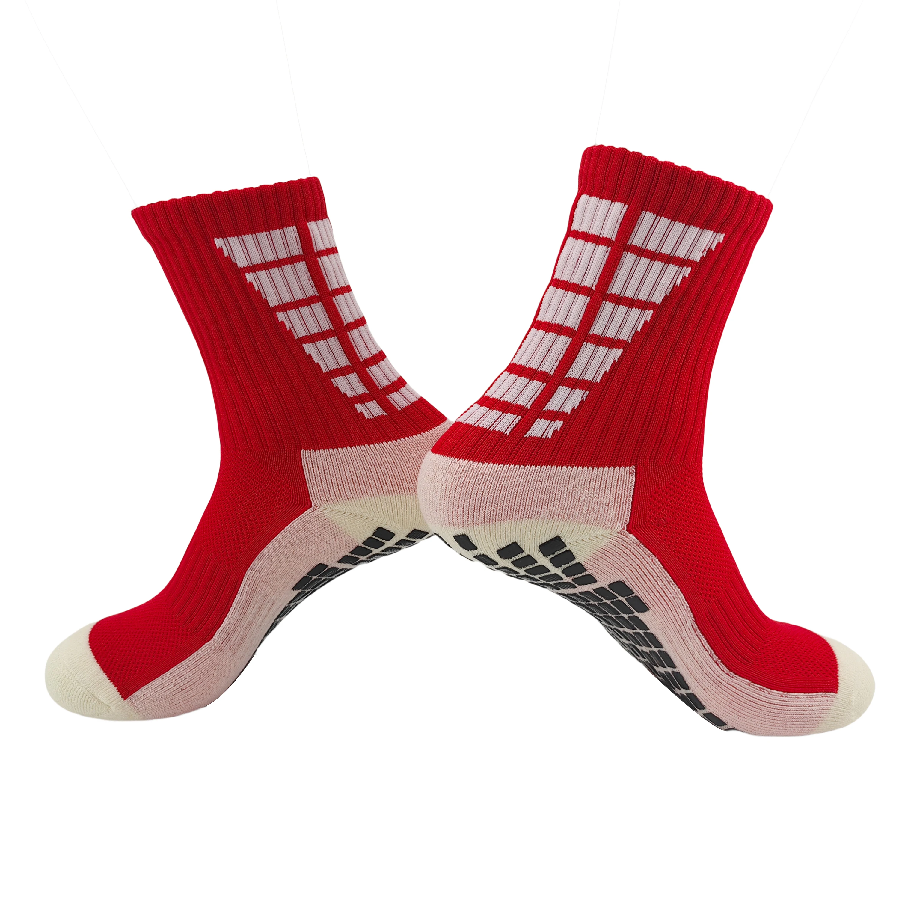 Wholesale custom logo socks red grip football basketball sock anti slip sports socks
